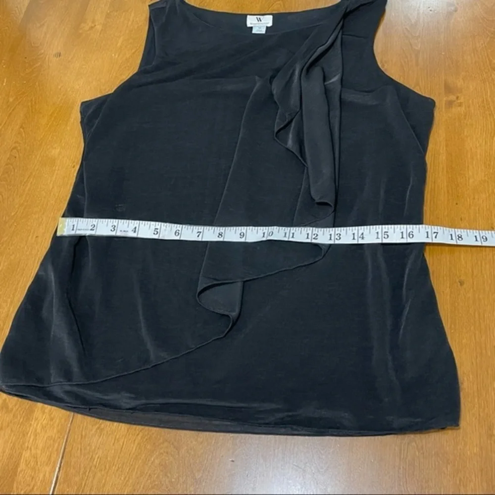 Worthington Women’s Black Semi‎ Sheer Ruffle Scoop Neck Sleeveless Blouse Top M